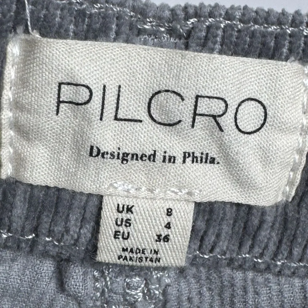 Pilcro Anthropologie Corduroy Mini Skirt Size 4 Gray Cotton‎ Modal Blend Fall
